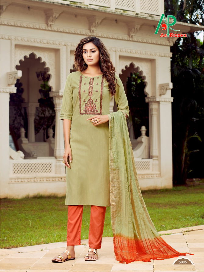 Art Riddhs Rrr Ethnic Wear South Cotton Heavy  Kurti With Dupatta Collection